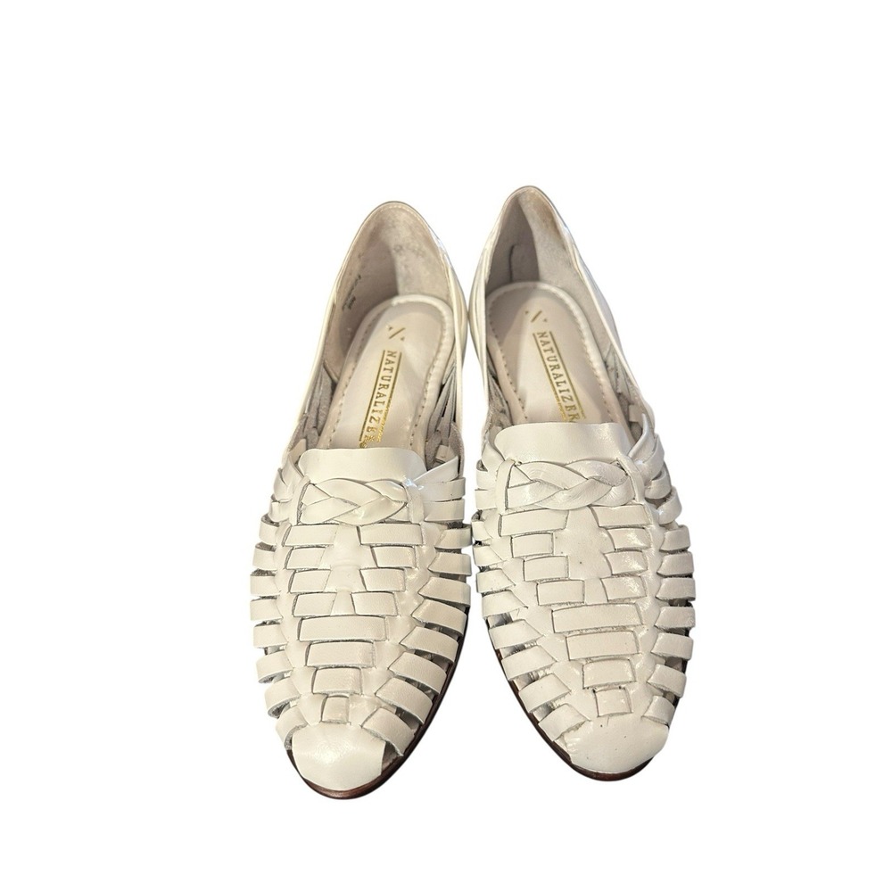 Naturalizer White Woven Leather Flats